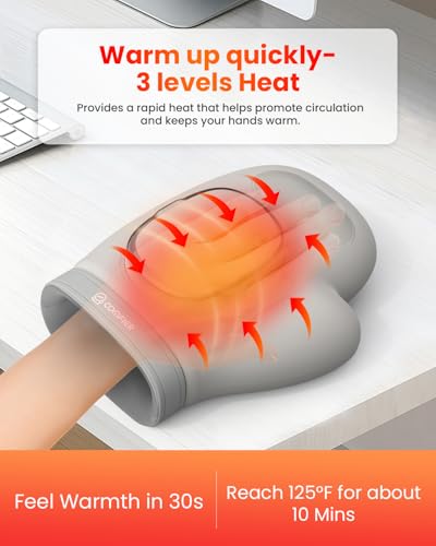 COMFIER Hand Massager with Heat and Compression for Arthritis Carpal Tunnel | Large Hand Chamber Fits Left or Right Hand, with 5 Compression Levels, 3 Modes, and 3 Heat Levels, Gift for Women Men - color: White