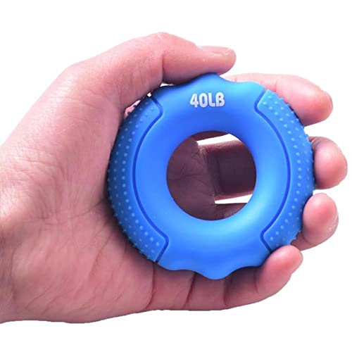 Silicone Finger Gripper Hand Resistance Band Gripping Ring Wrist Stretcher Finger Forearm Trainer Exercise Carpal Expander - color: 01-Blue-40LBS