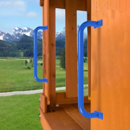 ESPETS 17 Inch Set of 6 Glossy Blue Steel Playground Handles | Playset Accessories Handles, Swingset Grab Bars, Weather-resistence Monkey Bars for Jungle Gym, Playhouse, Climbing Frame - color: Blue