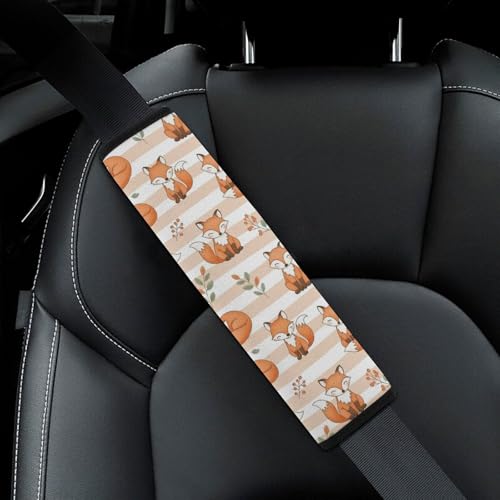 Breathable Car Seat Belt Pad for Girls and Boys, Stroller Pushchair High Chair, 2PCS Cute Fox Wild Animal Shoulder Harness Cover Easy Install (No Tool) - color: Pattern 1097