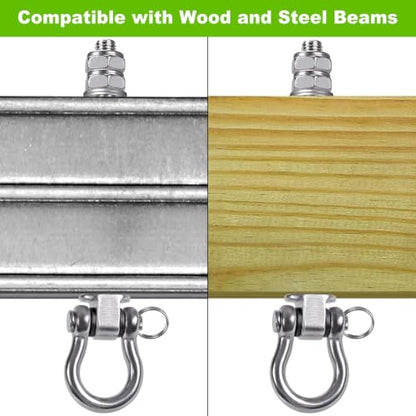SELEWARE Heavy Duty Swing Hangers with Silent Bearings, 1500LB Capacity Stainless Steel Swing Hardware Kit (2 Pack), M10 x 6 4/5" Bolts for Wood/Steel Beams, Porch Swings, Yoga Hammocks, Gym Rings - color: U (6 4/5 inch, 2 Pack)