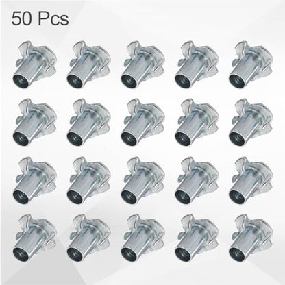 HARFINGTON 5/16x9mm T-Nuts 4 Pronged Tee Nut 0.83" x 0.35" Half Thread Carbon Steel Inserts for Wood, Rock Climbing Holds, Cabinetry, Furniture 50pcs - size: 5/16" x 0.35" x 0.83" x 0.35"