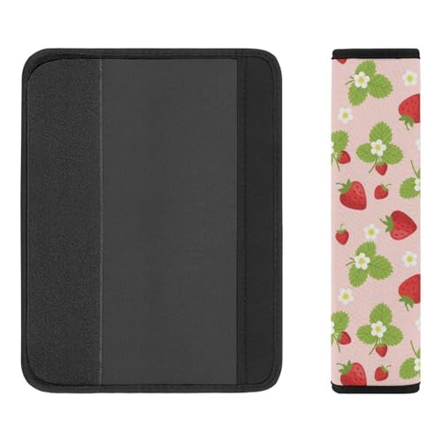 Universal Soft and Comfortable Car Seat Straps Shoulder Pads for Adult Use, Stroller Pushchair High Chair, 2PCS Strawberry Red Pink Fruit Floral Harness Pads Strap - color: Pattern 116