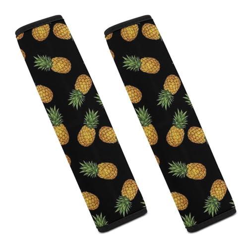 2 Piece Soft Padded Seat Belt Shoulder Pad for Adult Use, All Vehicles, Pineapple Tropical Fruits Automotive Seat Belt Protector, Easy Install (No Tool) - color: Pattern 1035