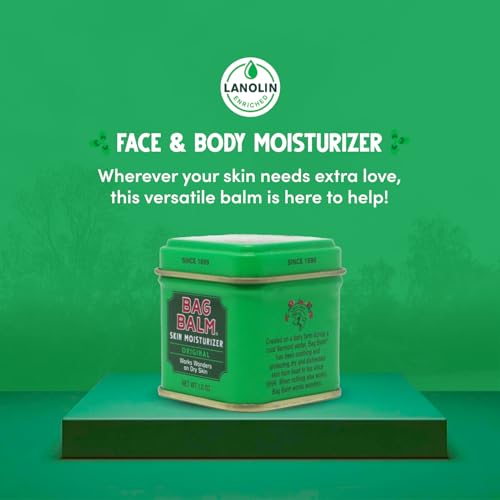 Bag Balm Vermont's Original Ointment, 1 Ounce Tin (Pack of 4), Moisturizing Ointment for Dry Skin that can Crack Split or Chafe on Hands Feet Elbows Knees Shoulders and More - size: 1 Ounce (Pack of 4)