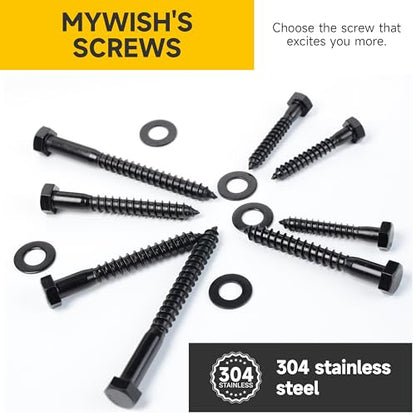 Mywish (10Sets) 3/8" x 2" Hex Head Lag Bolts & 50Pcs 3/8-16 Nut, T Nuts 3/8, 4-Jaw Tee Nuts for Bolts and Stem Caster Wheels, Wood Working Hardware Nut, Rock Climbing Holds & Furniture, Heavy Duty La