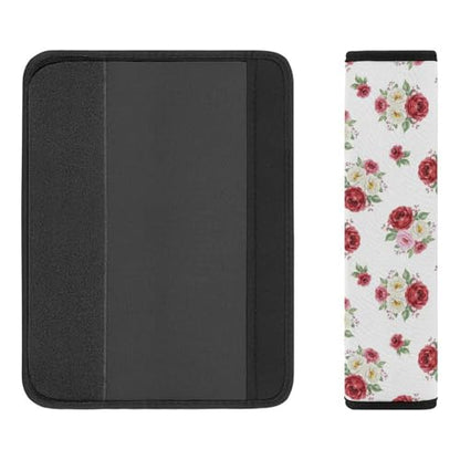 2PCS Soft Padded Car Seat Straps Shoulder Pads for Adult Use, Most Cars, Rose Flowers White Shoulder Protector, Shock Absorption - color: Pattern 396