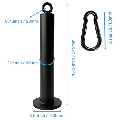 Loading Pin with Carabiner fit 2 inch Olympic Weight Plate,Heavy Duty Weight Loading Pin Long for Cable Pulley System LAT Pulldown,440LB Capacity,Anti-Slip Base,Commercial & Home Gym Use