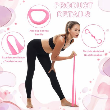 Figure 8 Resistance Bands 4 Pack TPE Arm Back Shoulder Exercise Bands | 4 Stackable Levels TPE Latex-Free Non-Slip Handles Arm Toning Posture Yoga Pilates Physical Therapy Home Gym Travel Women