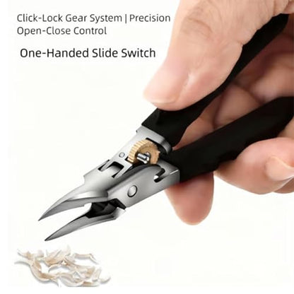 Black Anti-Slip Grip Gear Lock Nail Clipper Set with Ultra-Sharp Tips for Precise Access to Nail Grooves, Black Nail Clippers, Hard Nails and Ingrown Toenails (Three-Piece Set) - color: Three-piece Set