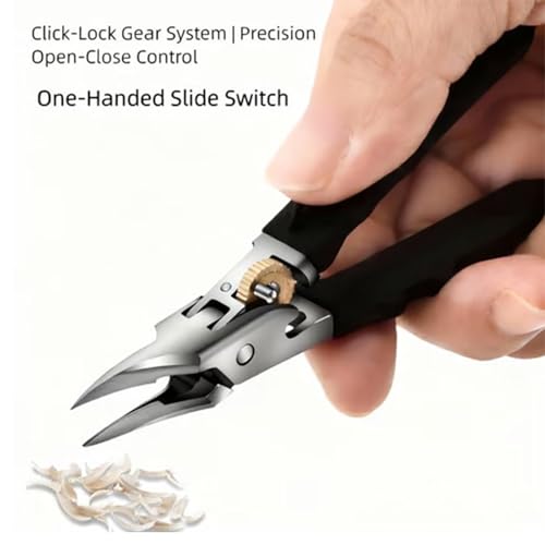 2026 New Black Anti-Slip Grip Gear Lock Nail Clipper Set with Ultra-Sharp Tips for Precise Access to Nail Grooves, Black Nail Clippers, Hard Nails and Ingrown Toenails (Nail Clipper Only) - color: Nail Clipper Only