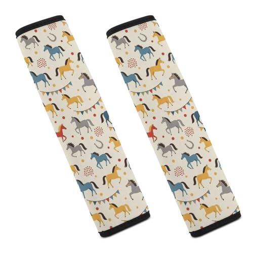 1 Pair Universal Soft and Comfortable Seat Belt Shoulder Pad for Adult Use, Stroller Pushchair High Chair, Horse Pattern Neck Strap Covers, Anti-Slip Pad - color: Pattern 151