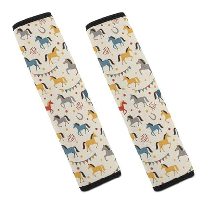 1 Pair Universal Soft and Comfortable Seat Belt Shoulder Pad for Adult Use, Stroller Pushchair High Chair, Horse Pattern Neck Strap Covers, Anti-Slip Pad - color: Pattern 151