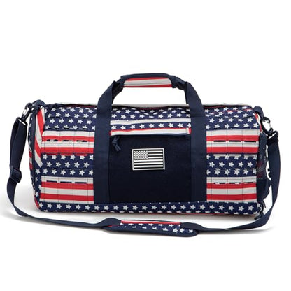 QT&QY 40L Military Tactical Duffel Bag For Men Sport Gym Bag Fitness Tote Travel Duffel Bags Training Workout Bag With Shoe Compartment Basketball Football Weekender Bag patriot Star Spangled - color: Star Spangled