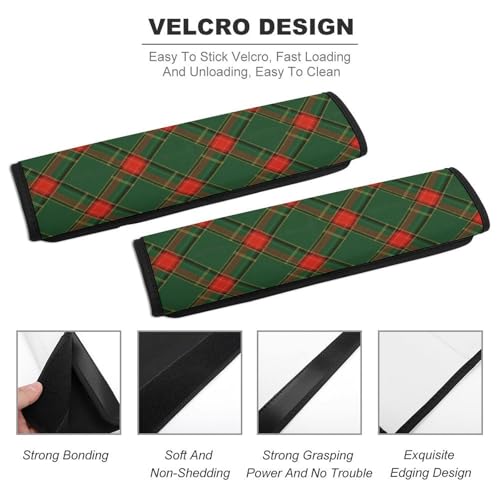 Soft Padded Seat Belt Cover for Girls and Boys, Stroller Pushchair High Chair, 2 Piece Buffalo Plaid Checkered Red Green Shoulder Protector Anti-Slip Pad - color: Pattern 1264