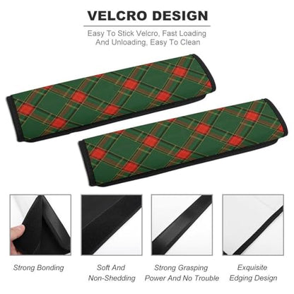 Soft Padded Seat Belt Cover for Girls and Boys, Stroller Pushchair High Chair, 2 Piece Buffalo Plaid Checkered Red Green Shoulder Protector Anti-Slip Pad - color: Pattern 1264