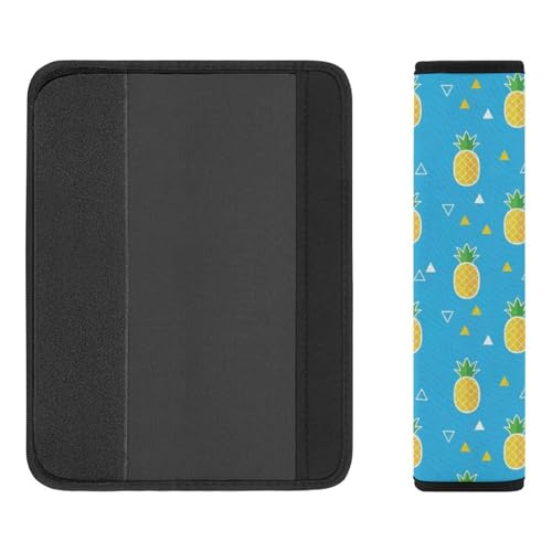 2PCS Breathable Seat Belt Cover for Adults and Children, Most Cars, Pineapple Fruit Blue Shoulder Harness Cover, Shock Absorption - color: Pattern 1051