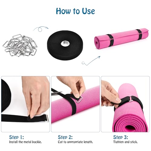 Nettbe 1"x19.7ft Hook and Loop Straps with 30 Buckles Adjustable Cut-to-Length Cable Ties - Reusable Nylon Fastening Tape Cable Straps for Storage or Organization (1in x 19.7ft) - size: 1in x 19.7ft