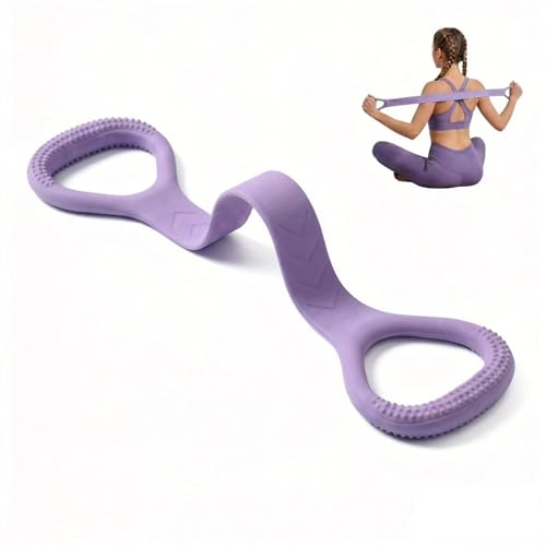 Figure 8 Resistance Bands with Handles, Silicone Exercise Bands for Yoga Pilates Stretching, Portable Home Workout Equipment for Arm Back Shoulder Training, Fitness Band for Women Men - color: purple