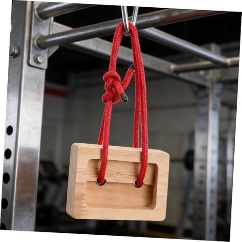 HANABASS Portable Simulated Finger Strength Training Wooden Rock Climbing Fingerboard Training Board with Khaki Color and Fitness Routines 2pcs Set for Climbers