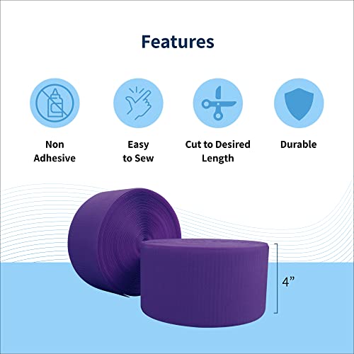 Envirolite Hook Fastener | 4" Wide, 42' Long | Gymnastics and Cheer Mat Tape | Nylon Hook for Carpet Bonded Foam Seams - Purple - style: Purple
