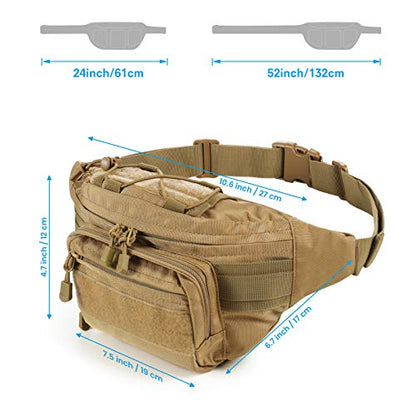 FRTKK Tactical Fanny Pack Military Waist Bag Pack with USA Flag Patch Utility Hip Pack with Adjustable Strap for Outdoors Fishing Cycling Camping Hiking Dog Walking (Tan 2) - color: Tan 2
