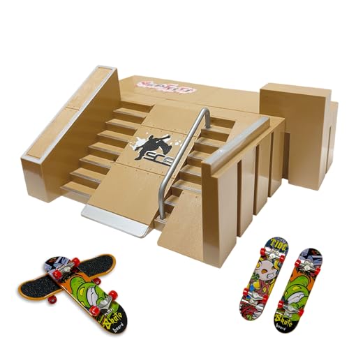 Fingerboard Skate Park Kit with 8 Skatepark Deck Ramp & 2 Mini Fingerboards,Tech Deck Skatepark DIY Skate Ramp Set, Toy Gift for Kids Ages 5+