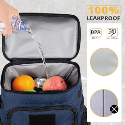 25L Insulated Cooler Backpack Water-Resistant Molle Cooler Bag for Camping | 25L Large Capacity Tactical Cooler Backpack Bag with Compartment Insulation Water-Resistant & Leakproof Durable & Comfortable - color: Blue