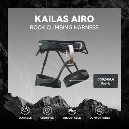 KAILAS Airo Rock Climbing Harness Men Roofing Harnesses Rescue Mountaineering Safety Belt Women Comfortable Lightweight - color: Black, size: Medium