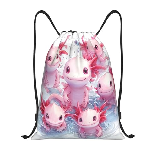 Drawstring Sports Backpacks - Lightweight Swim Gym Bags for Women Men String Sackpack for Beach Travel Yoga(Medium, Axolotls) - color: Axolotls, size: Medium