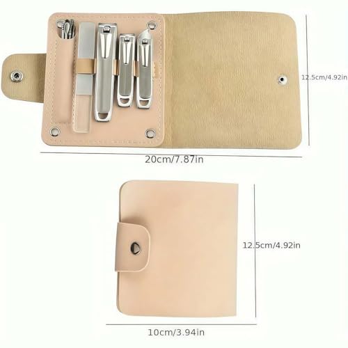 10-Pcs Professional Nail Kit, Complete Nail Cutter Set with Travel Case, Includes Cuticle Trimmer & Nail Design Tools for Men & Women Fingernail Grooming Kit(Khaki)