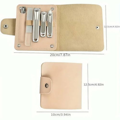 10-Pcs Professional Nail Kit, Complete Nail Cutter Set with Travel Case, Includes Cuticle Trimmer & Nail Design Tools for Men & Women Fingernail Grooming Kit(Khaki)