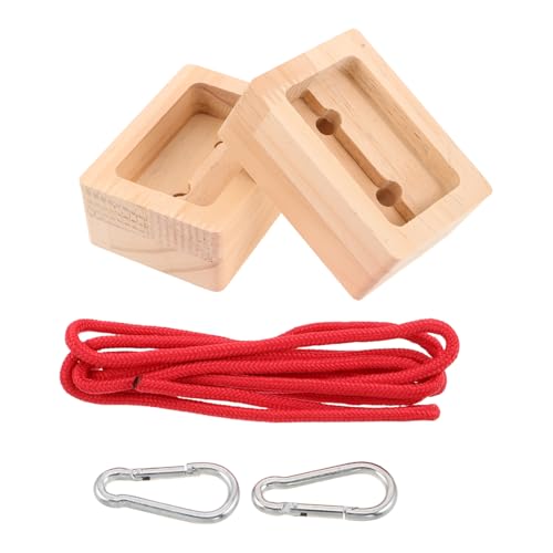 2pcs Wooden Climbing Fingerboards Portable Modular Hangboards for Rock Climbing Training, Sturdy Khaki Wood Material for Fitness Routines and Outdoor Use by Climbers