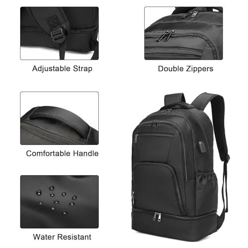 seyfocnia Gym Backpack for Men,Gym Bag with Shoe Compartment Lightweight Travel Workout Sports Backpack with USB Charging Port - size: 20inch