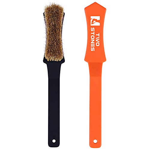 TWO STONES Bouldering Brush with Thick Ultra Durable Boar's Hair Bristles,Perfect Rock Climbing Brushes for Rock Climbing Holds on Climbing Wall as Climbing Chalk Brush Indoor or Outdoor - color: Black&orange
