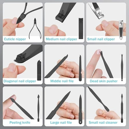 Professional Manicure Pedicure Set,Nail Clipper Kit, Nail Clippers Set, Nail Tools with Luxurious Travel Case,31PCS(RED) - color: B