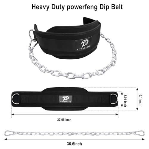 Dip Belt for Weight Lifting: Dip Belt with Heavy Duty Steel Chain for Weighted Dips, Pull Ups, Squats - Weighted Dip Belt for Strength Training Gym Home