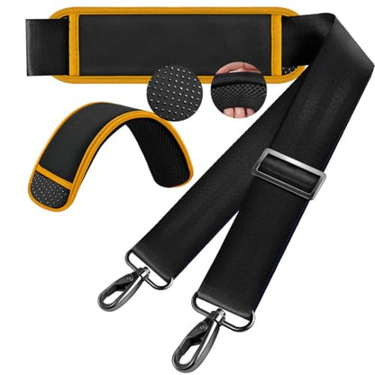 Hseok 60 Inch Shoulder Strap, Ultra-Thick and Padded with Metal Swivel Hooks for Laptop Messenger and Crossbody Canvas Bags - color: Black Yellow