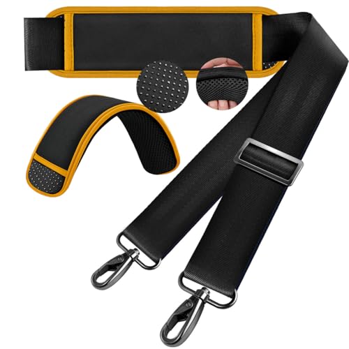 Hseok 60 Inch Shoulder Strap, Ultra-Thick and Padded with Metal Swivel Hooks for Laptop Messenger and Crossbody Canvas Bags - color: Black Yellow