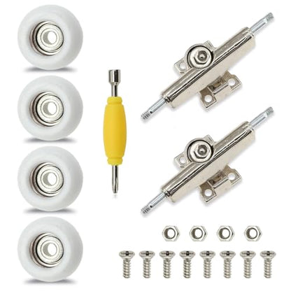 7 Pieces POM Round White Fingerboard-Wheels Size 7.3mm*4.5mm Tool Set with 1 Screwdrivers 2 Alloy axles - color: Round White
