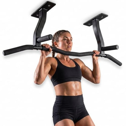 Ceiling Mount Pull Up Bar with Reversible Risers for 16 and 24 Inch Joists with Optimum Grip Spacing by Ultimate Body Press - color: Ceiling Mount Pull Up Bar