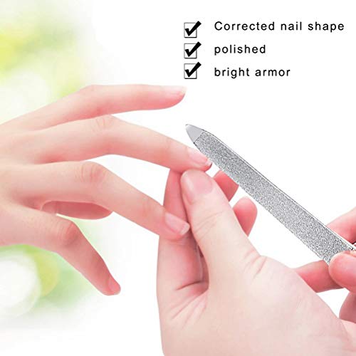 4 Pcs Metal Nail File Diamond, Double-Sided, 5.9 Inch | Stainless steel, pointed and round tips, for fingernails, toenails, acrylic and natural nails, for salon home travel use