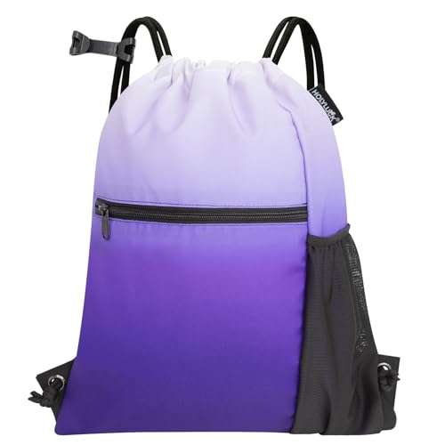 HOLYLUCK Men & Women Outdoor Sport Gym Sack Waterproof Drawstring Backpack Bag (Standard with drawstring, Gradient Purple) - color: Gradient Purple, style: Standard With Drawstring