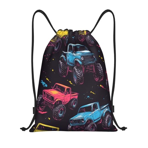 Drawstring Sports Backpacks - Lightweight Swim Gym Bags for Women Men String Sackpack for Beach Travel Yoga(Medium, Truck Car) - color: Truck Car, size: Medium