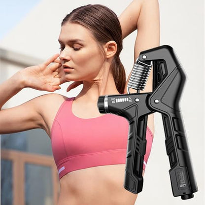 Grip Strengthener Efficient Grip Strength Exerciser | Adjustable Anti-Slip Portable Ergonomic Training Exerciser for Fitness Muscle Building Climbing Travel Gym Strengthening - color: Black