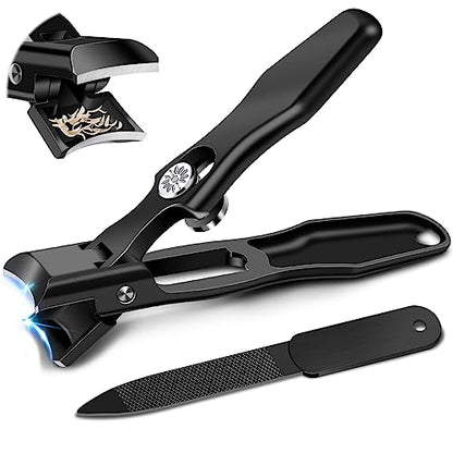 German Nail Clippers for Men with Catcher | Heavy Duty Toe Nail Clippers for Thick Nails Seniors, Ultra Sharp Fingernail Clippers, Anti Splash Nail Cutter - style: Thick Nail Clipper with Catcher