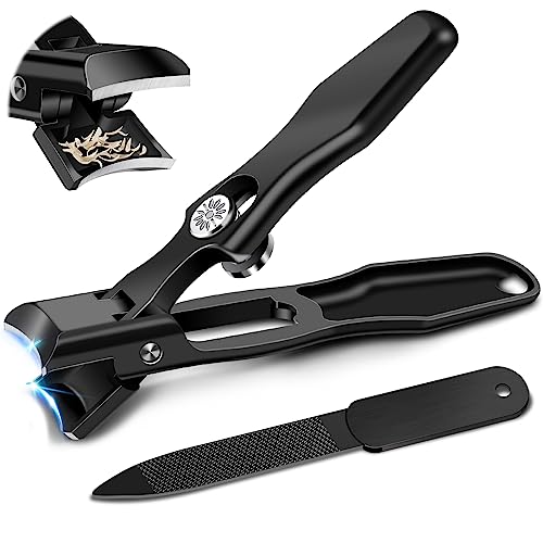 German Nail Clippers for Men with Catcher | Heavy Duty Toe Nail Clippers for Thick Nails Seniors, Ultra Sharp Fingernail Clippers, Anti Splash Nail Cutter - style: Thick Nail Clipper with Catcher