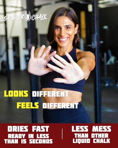 SPIDER CHALK 8oz White Widow Extreme Liquid Chalk, Dry Hands, Better Grip for Gym, Powerlifting, Weightlifting - Skin Friendly, Made in The USA