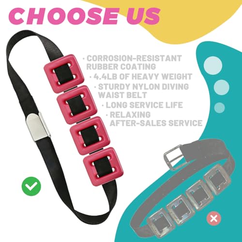 4 Pcs Scuba Weight Belt Set,Diving Weight Belt Coated Dive Weights with Nylon Belt - color: Pink, size: 1.1 lb