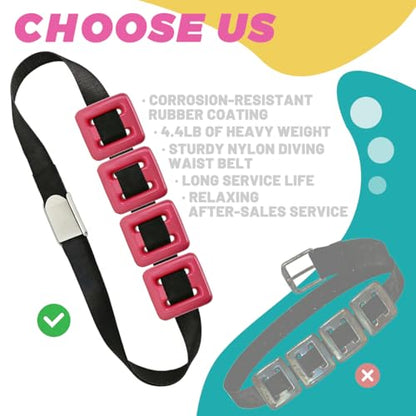 4 Pcs Scuba Weight Belt Set,Diving Weight Belt Coated Dive Weights with Nylon Belt - color: Pink, size: 1.1 lb